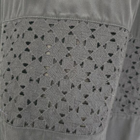 Daniel Rainn Black 100%Silk Sleeveless Blouse Size M Embroidered Lined Boho Chic - Picture 5 of 9